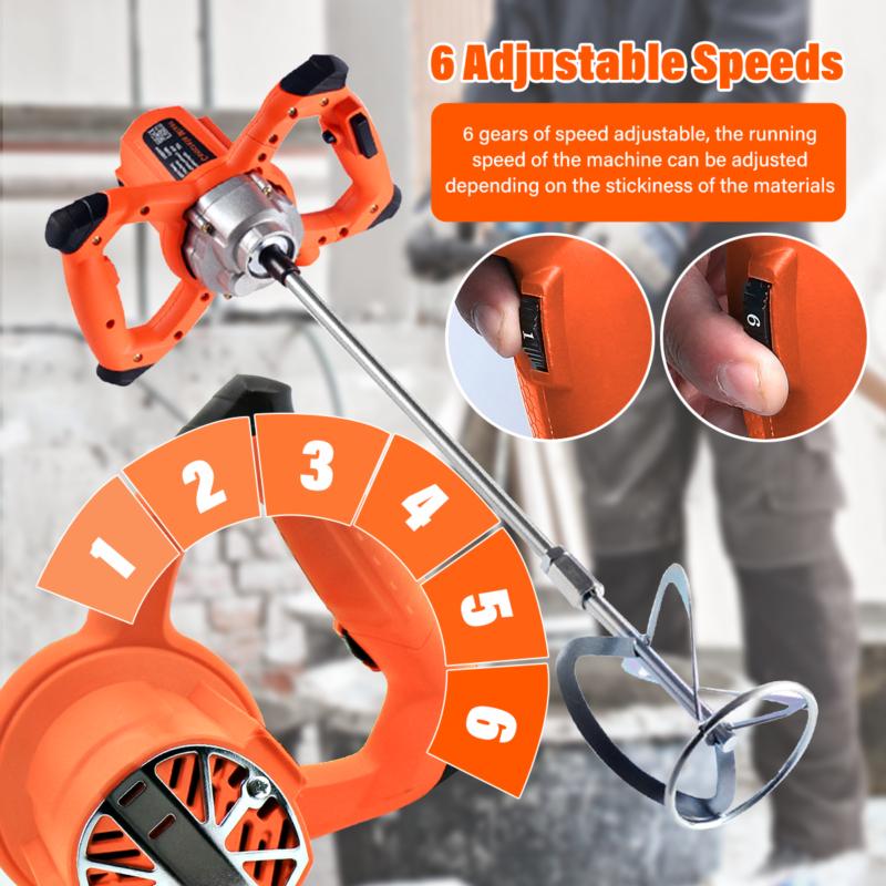 2100W Electric Cement Mixer 6 Speeds Plaster Paddle Mixer Mortar Paint Stirrer 2