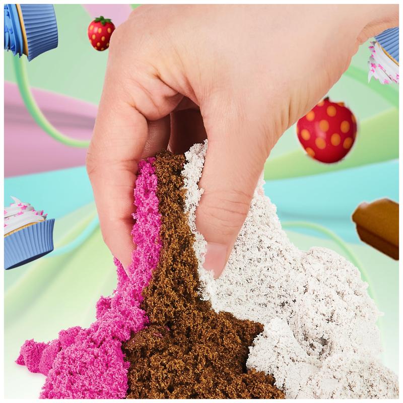 Kinetic Sand Scents, Ice Cream Treats Playset with 3 Colours of All-Natural Scented Sand and 6 Serving Tools 3