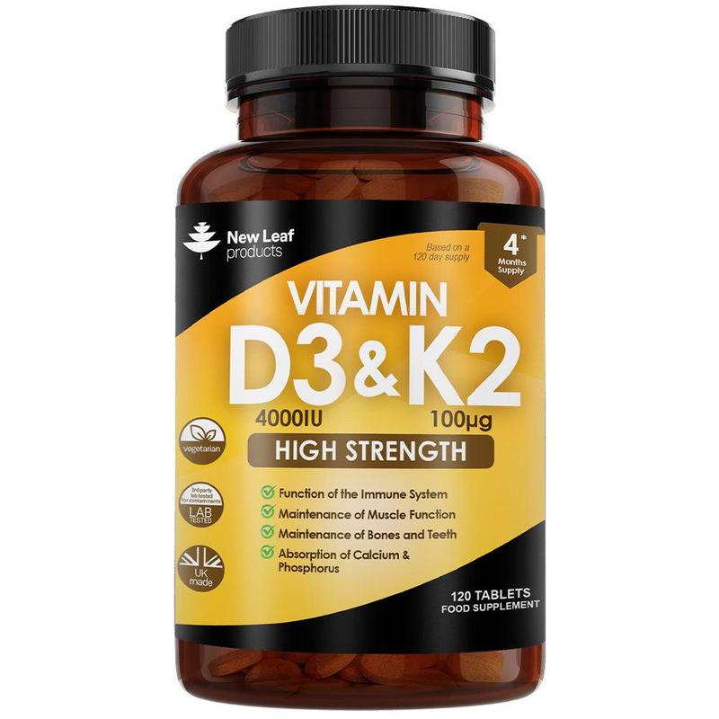 Vitamin D3 & K2 Tablets D3 4000iu + Vitamin K2 100mcg - 4 Months Supply Healthcare Supplement 0