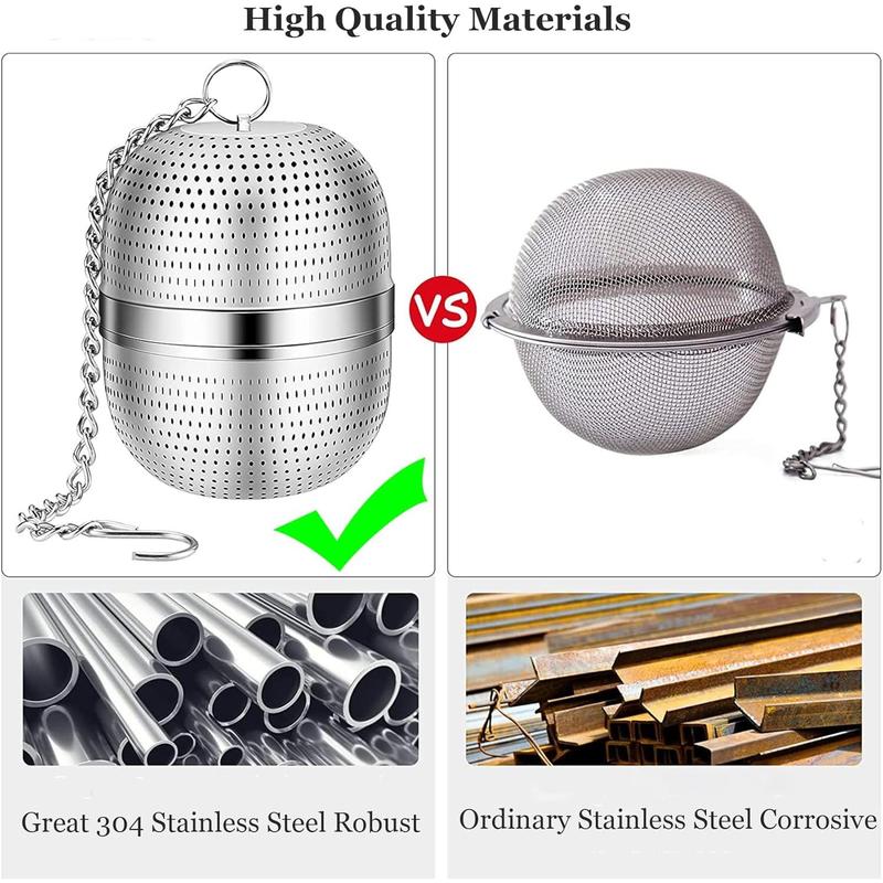 Tea Infuser for Loose Tea, Stainless Steel Tea Infuser Mesh Tea and Herb Ball Strainer, Tea Ball Strainers Infuser with Drip Trays, for Loose Leaf Tea, Herbal Tea, Mugs Teapots Spice Filter Silver 3