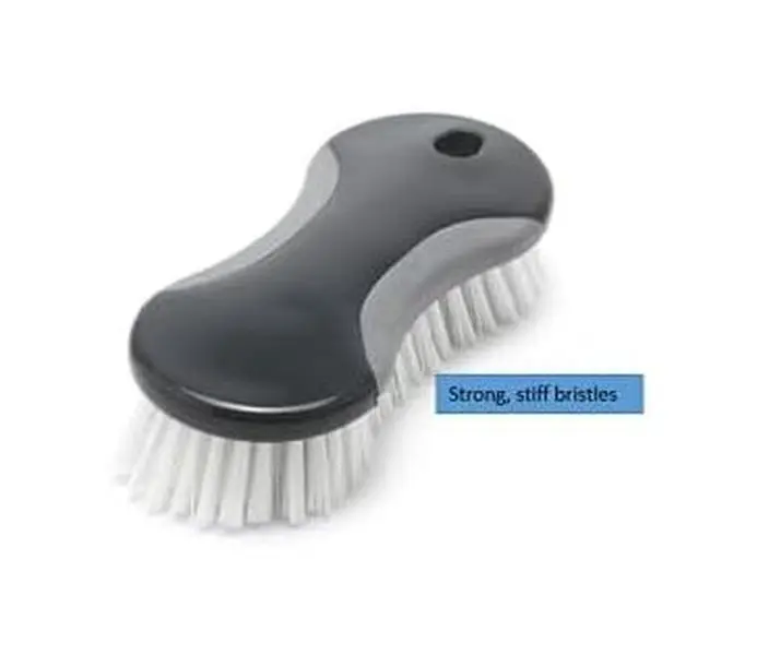 Scrubbing Brush with Soft Rubberised Grip and Durable Bristles, Metallic Graphite, 16.5 x 8 x 5 cm 4