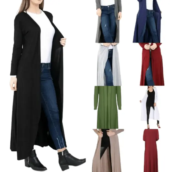 Women's Ladies Longline Open Boyfriend Long Sleeve Maxi Cardigan Womenswear Casual Chic Clothing Coats Comfortable Elegance Jackets Knitwear Piece