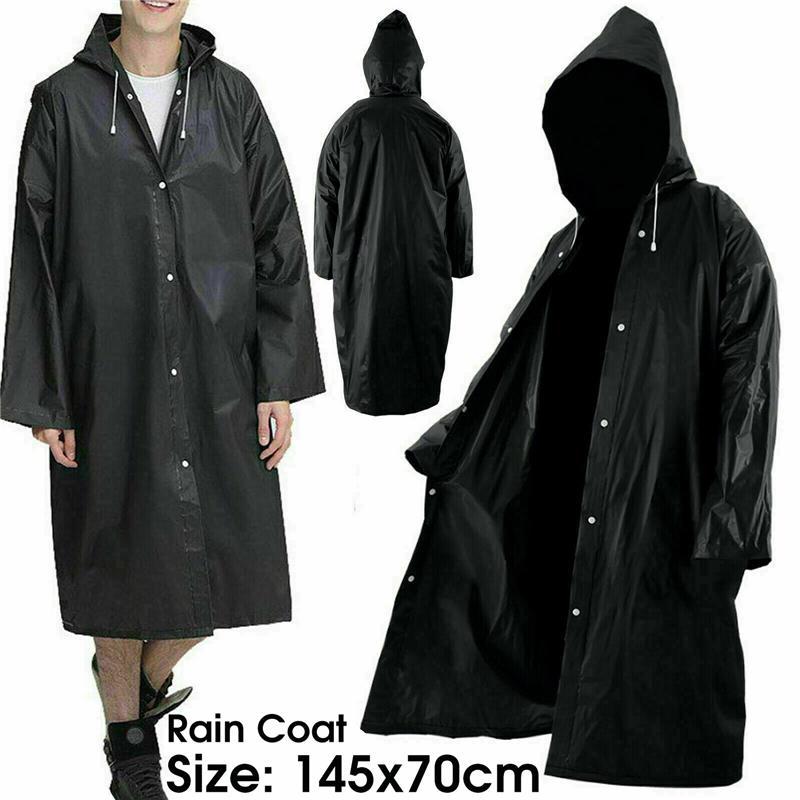 WATERPROOF RAINCOAT PONCHO REUSABLE PLASTIC ADULT CAMPING FESTIVAL RAIN COAT 4