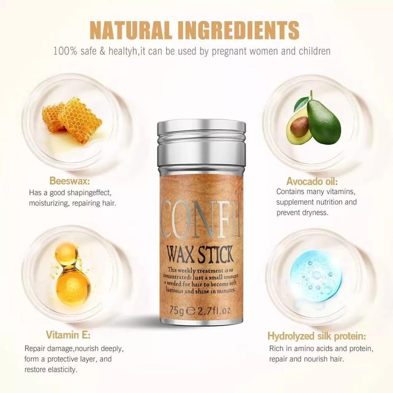 Confii Hair Wax Stick Hair Finishing Stick for Women & Kids Edge Control Anti-Frizz Non-Greasy Long Lasting Styling Smooth Wax Stick Hair for Flyaways Hair Slick Stick to Make Sleek Bun Haircare Gel 4