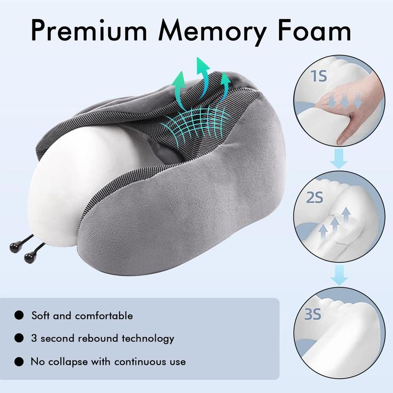 Memory Foam Soft Neck Pillow for Travel Comfortable Head Cushion Support Neck Pillow Accessories for Sleeping Rest, Airplane Car & Home Use 2