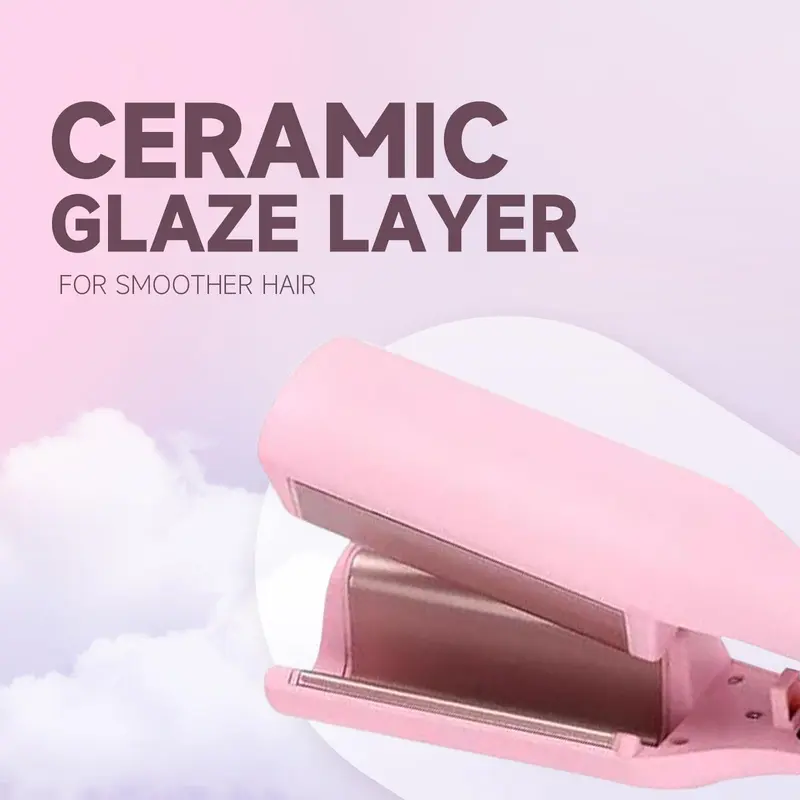 French Wave Curling Iron, Egg-Roll Hairstyle Water Ripple V-Shaped, 4 Gears Temperature Fast Heating Ceramic Barrel, 32mm Mermaid Wave Wand for Long or Short Hair 3