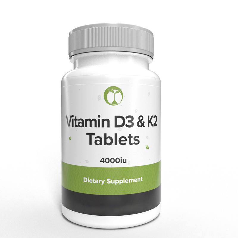 Vitamin D3 and K2 MK7 Tablets - 3rd Party Tested Dietary Supplement 0