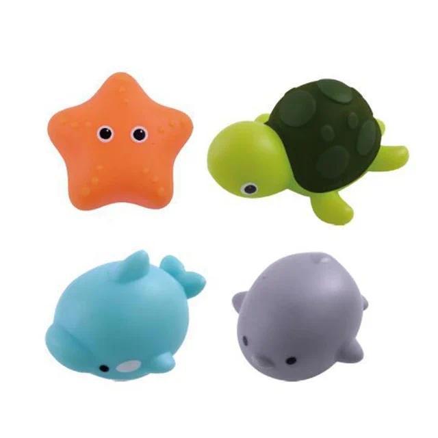 Cute Animals Bath Toy Swimming Water LED Light Up Toys Soft Rubber Float Induction Luminous Frogs for Kids Play Funny Gifts 6