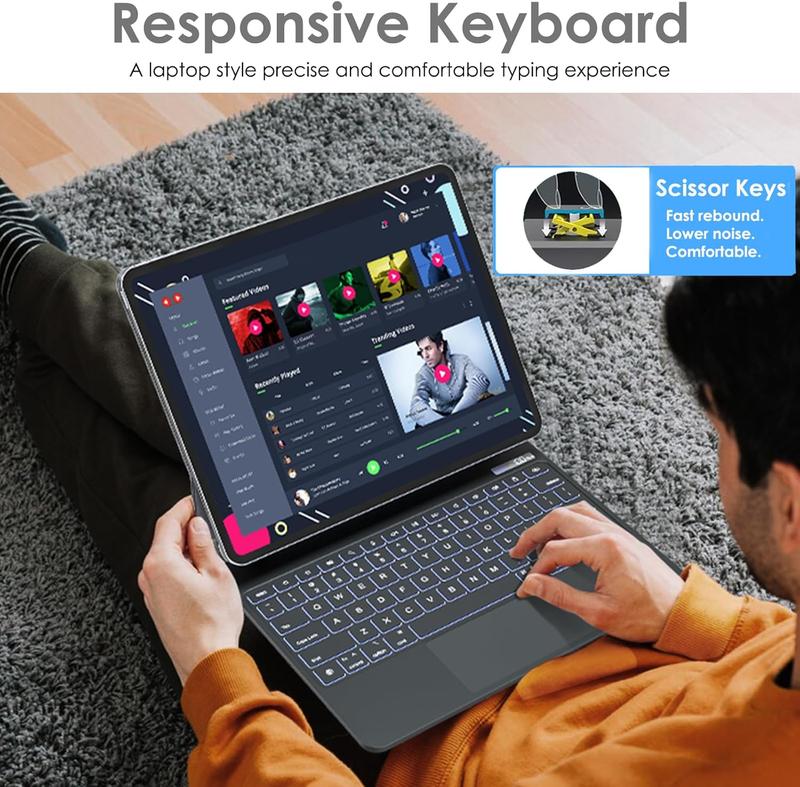 Magic Keyboard for Apple iPad Air 11" (M2) 2024, Air 5th/4th Gen, Magnetic Floating Stand, Precision Multi-Touch Trackpad, Backlight, for iPad Pro 11" (4th - 1st) Tablet Portable  Accessories Automatic 5