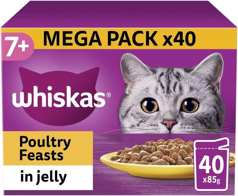 7+ Senior Cat Food Poultry Selection in Jelly, 85 g (Pack of 40), Packaging May Vary 1