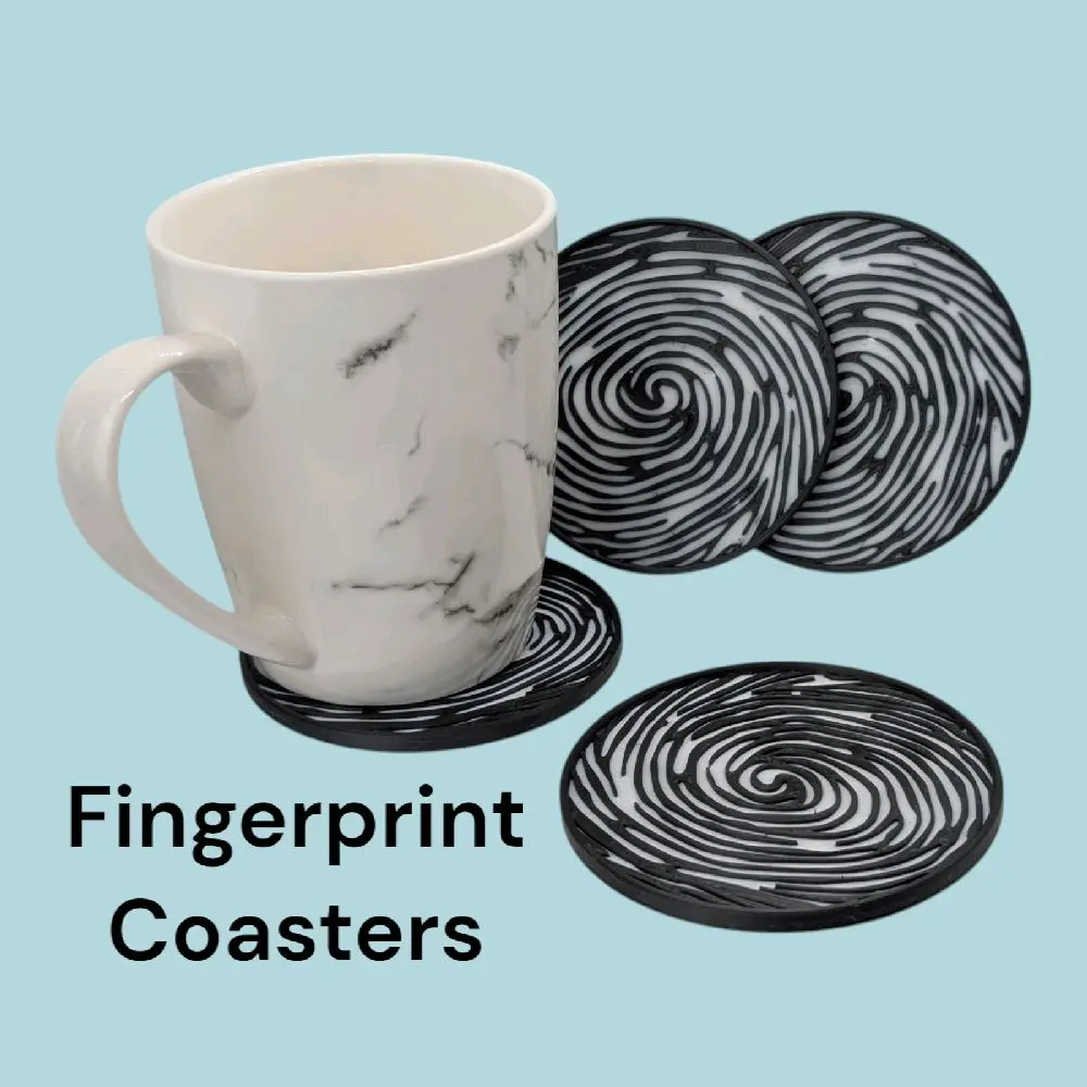 Fingerprint Design Drinks Table Mat Coaster Set Of 4 Home Bar Lounge Kitchen