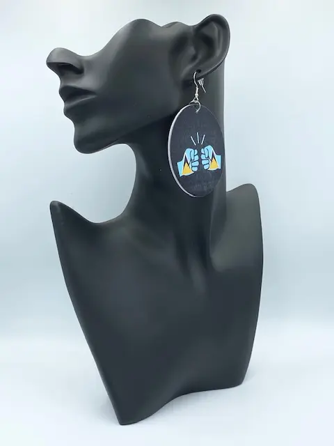 We Run Tings, St. Lucia, Caribbean, Flat Round Wood Disc Earrings, 6.5cm Lightweight, Accessories For Women, Patriotic, Empowerment Jewellery Gift, Exclusively Designed In The UK Ethnic 2