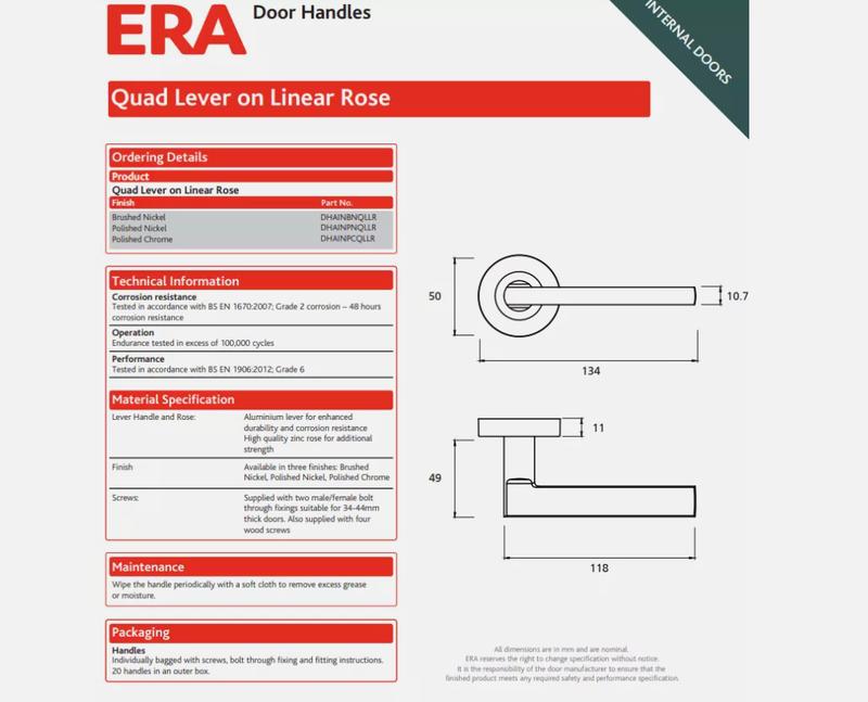 Product Introduction of ERA Quad Lever On Rose Door Handles in Polished Chrome - Set of 1/2/4 door  handles 2