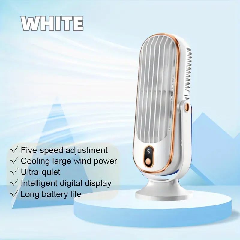[Portable Air Conditioner Fan] 1pc Portable Air Conditioner Fan - 5-Speed USB Rechargeable Cooling Fan with Dual Motor, Large Battery, 720° Surround Air Blower - Ideal for Office, Travel, Camping, Outdoor RV 6
