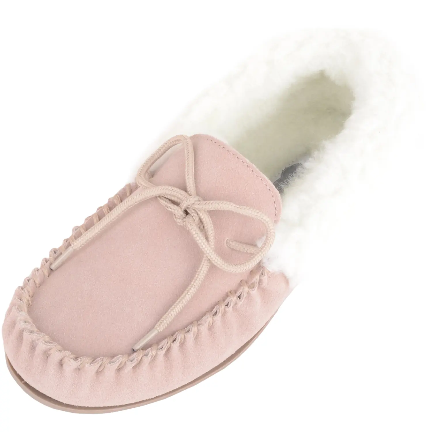 Wool Lined Suede Moccasins Wool Cuff Rubber Sole