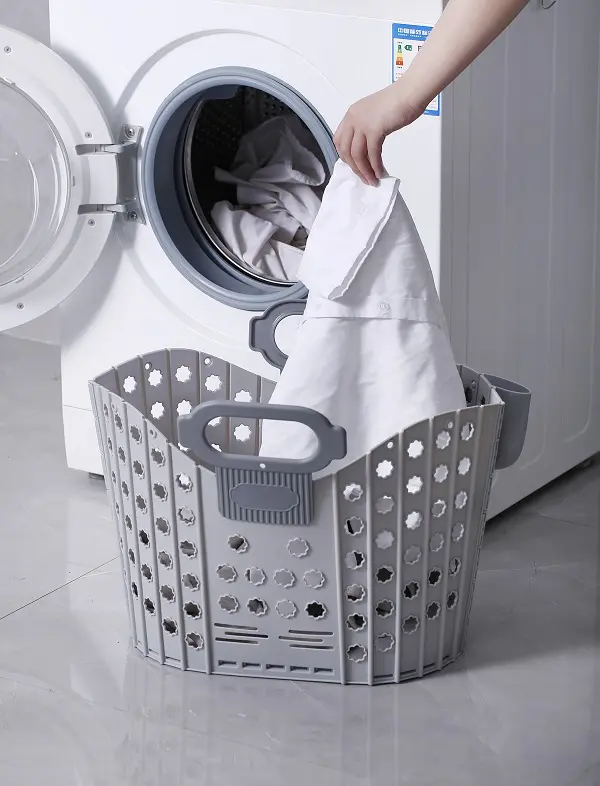 Laundry Basket Hamper | Plastic Ventilated Foldable | Flat Easy Store Portable Organiser Room