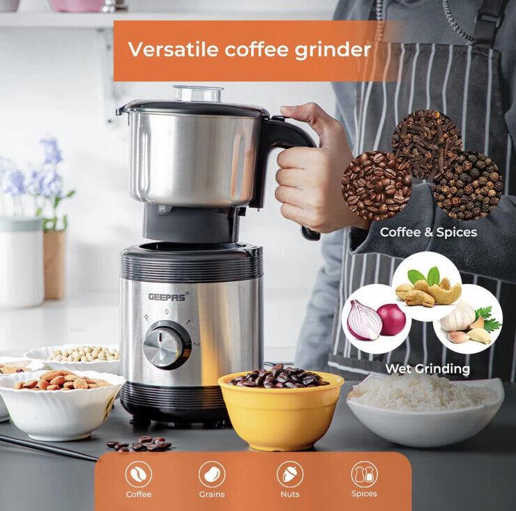 Geepas Wet/Dry Coffee Grinder Machine Milling Bean Nut & Masala Spice Grinding 2