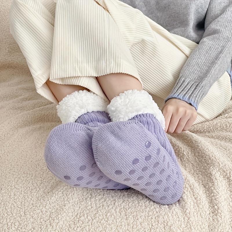 Product Introduction of 1/2 Pairs Extra Thick Plush Slipper Socks, Anti-slip Gifts Indoor Floor Socks For Fall & Winter, Women's Stockings & Hosiery 4
