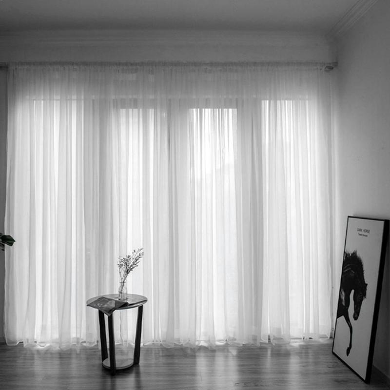 AceHome Sheer Voile Window Curtain Panel Sheer Curtains Net Curtains Privacy Protected Rod Pocket Window Curtains White 3