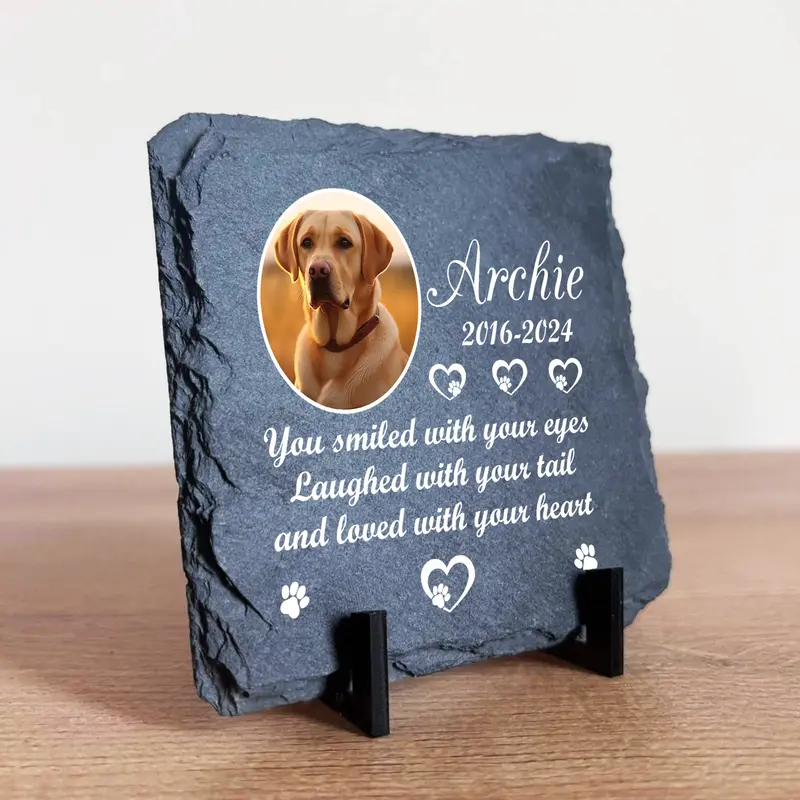 Personalised Pet Memorial Plaque with Photo and Text Slate 1