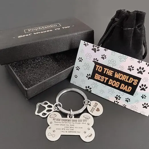 Dog Dad Gifts Keyring, Funny Father's Day Gifts Cards from The Dog, Best Dog Dad Father Gifts to Dad, Dog 1