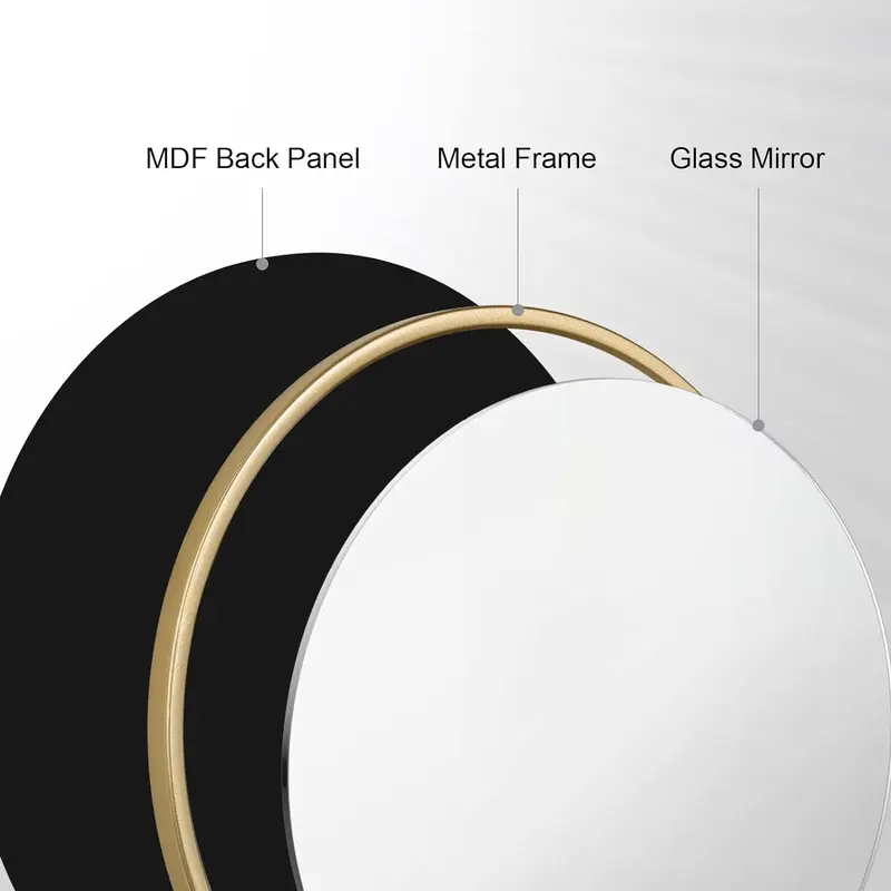 WOLTU Wall Mirror φ40/50/60 cm with Gloden Frame, Modern Round Hanging Mirror for Bathroom Bedroom Living Room Hallway, Wall Mounted Makeup Dressing Mirror, Made of Metal MDF Decor Circle Decorative Elegant 4