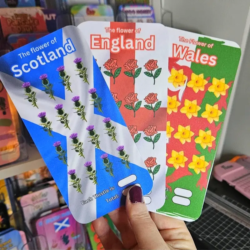 Flowers Of Great Britain Savings Challenges with Dashboard on back, 3x6in for cash envelopes, Lamination Options, Challenge Tracker uk stuffer 0
