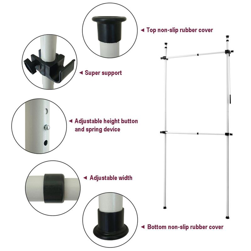 Telescopic Wardrobe Organiser Hanging Rail Clothes Rack Adjustable Storage Shelving Hangable Metal 4