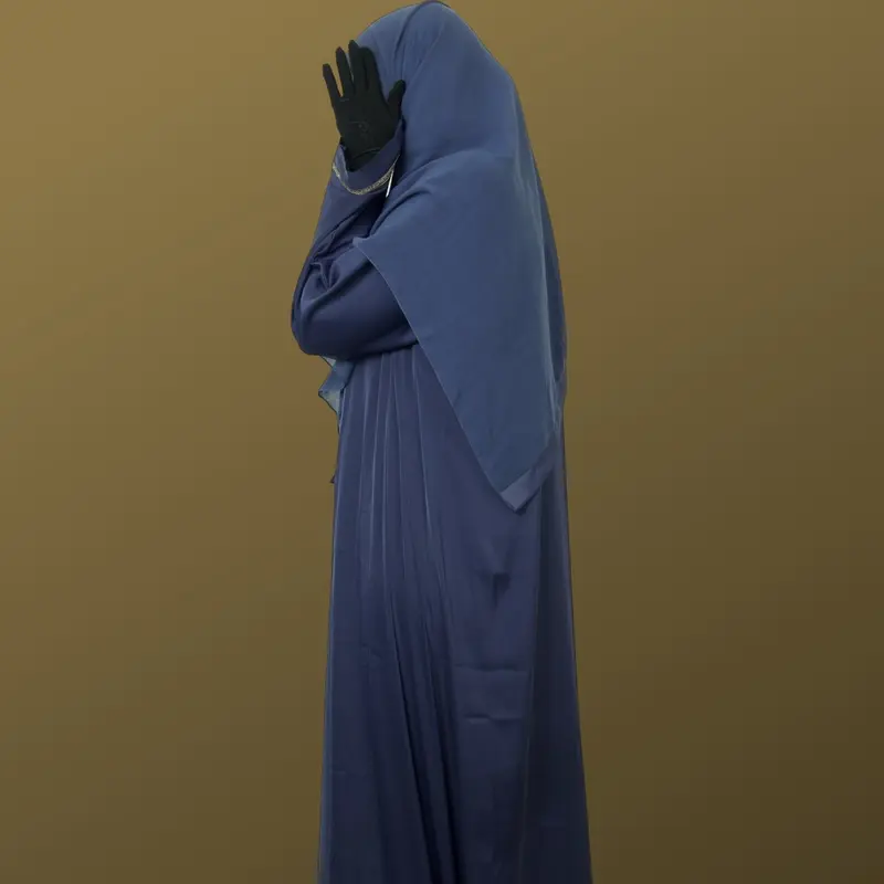 Azure Splendor' - Immerse Yourself in Luxury with Our Navy Blue Elegance Abaya 3