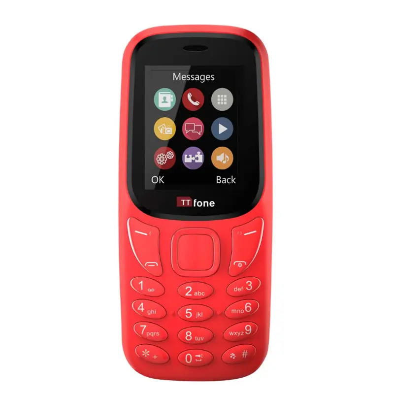 TTfone TT170 Red Dual SIM with Mains Charger, Giff Gaff Pay As You Go 3