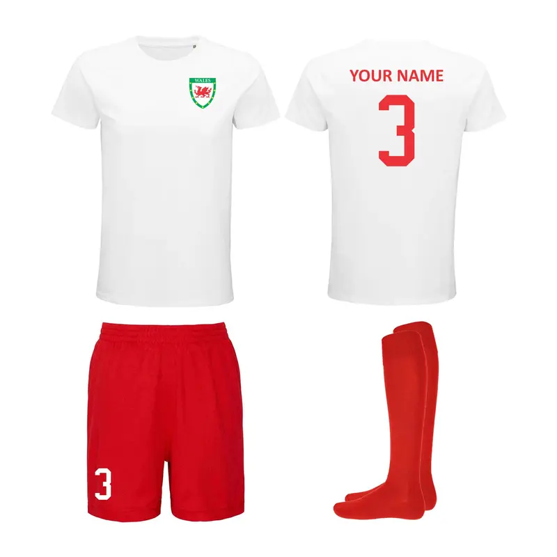 Personalised Wales Style Football Kits Custom Shirts Shorts And Socks For Boys And Girls  Quick Dry Breathable Comfortable 0