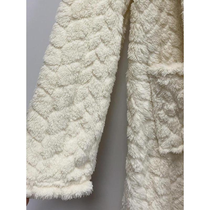 Women's Solid Color Pocket Belted Hooded Fuzzy Bathrobe, Casual Long Sleeve Warm Dressing Gown, Ladies Sleepwear for Fall & Winter 8