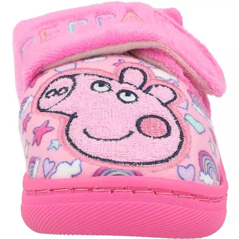 PEPPA PIG GIRLS OFFICIAL PINK EASY CLOSE NOVELTY SLIPPERS HARD SOLE UK SIZE 5-10 3