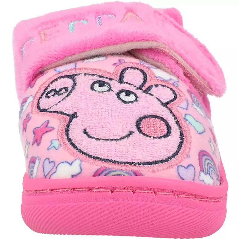 PEPPA PIG GIRLS OFFICIAL PINK EASY CLOSE NOVELTY SLIPPERS HARD SOLE UK SIZE 5-10 3