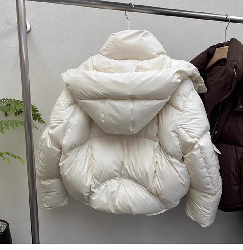 Product Introduction of Women Puffer Jacket Winter Warm Thick Long Sleeve Oversized Hooded Short Parkas Mujer Female Solid Loose Crop Coat Outwear Womenswear Tops Underwear Lady 2