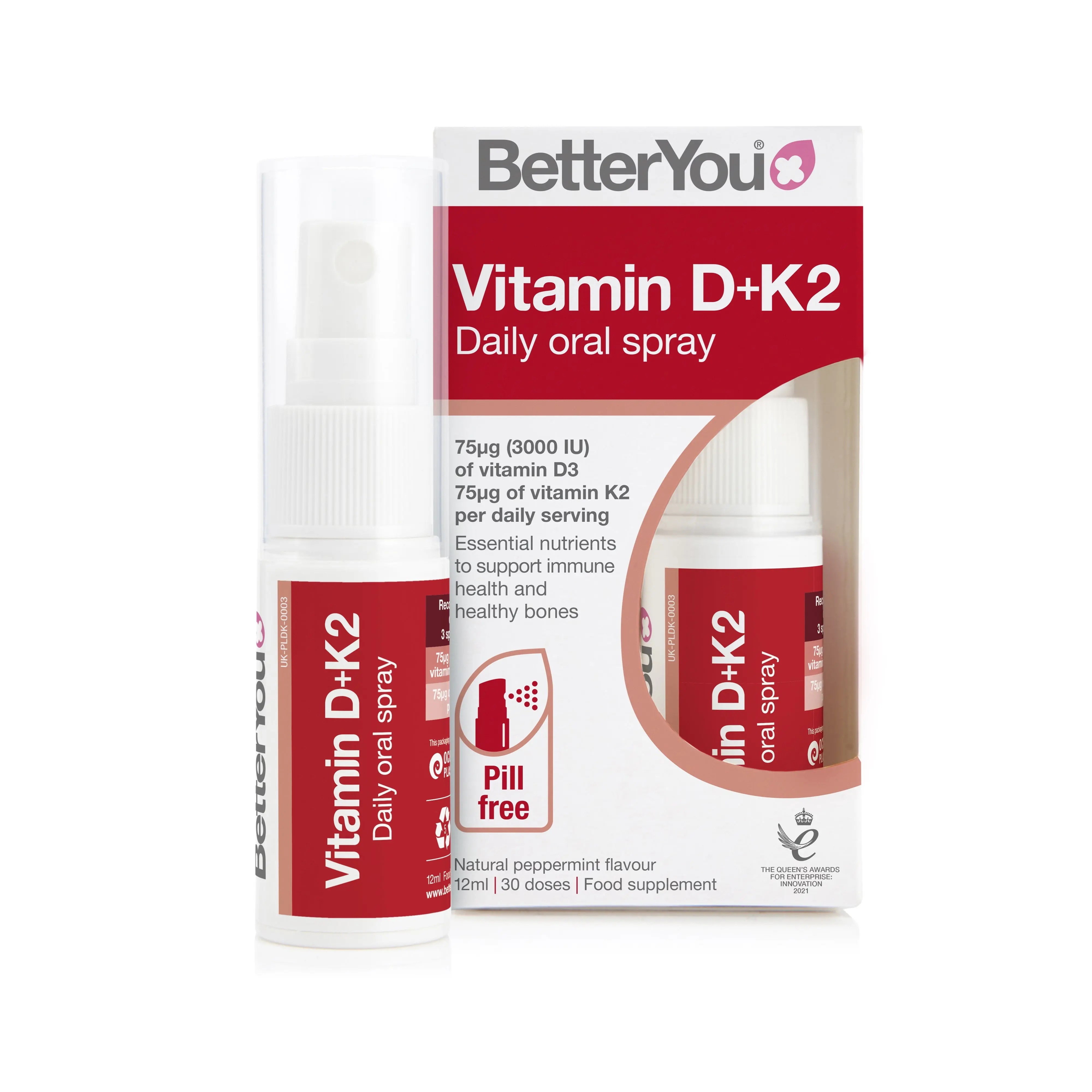 Vitamin D3 & K2 Oral Spray Supplement - Natural Peppermint Flavour