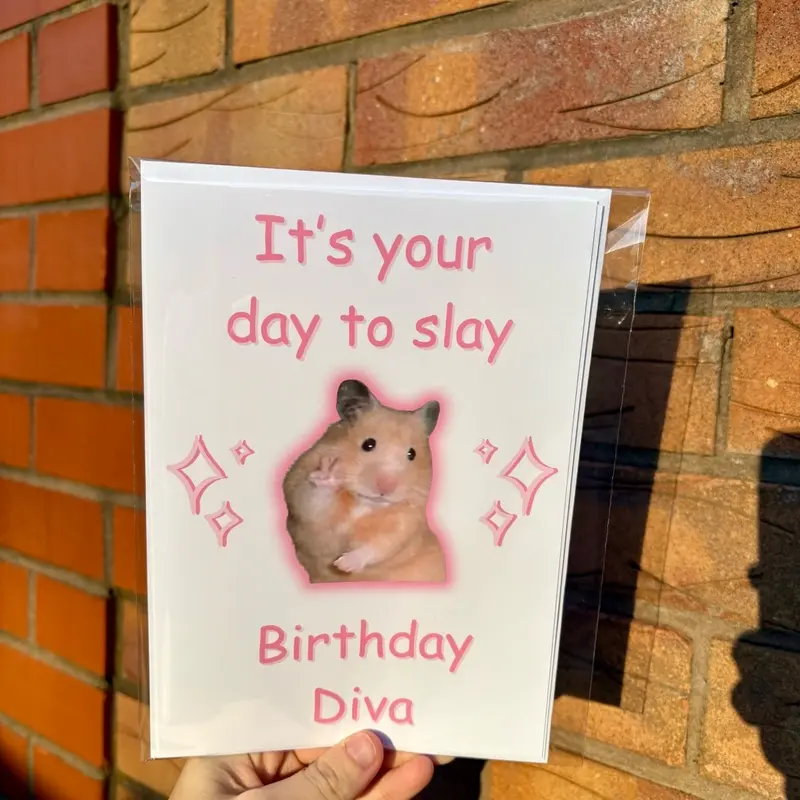Hamster peace sign birthday card 1