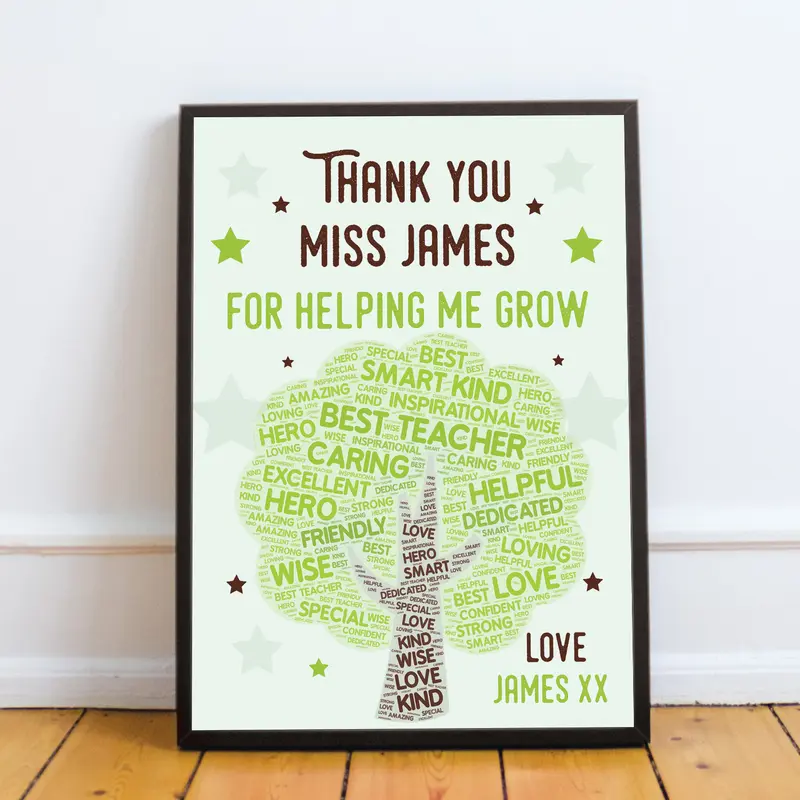 Thank You Teacher Gifts Personalised Framed Print Best Teacher 0