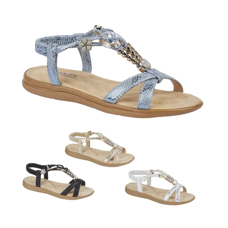 OPHELIA Sandal by Jo & Joe – Jewel and Flower Adorned Summer Sandals with Elasticated Back Strap Walking Shoes Girl 0