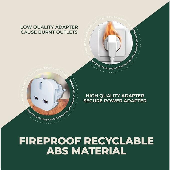 Pack of 5 Travel Adaptor 3 Pin to 2 Pin Type 2