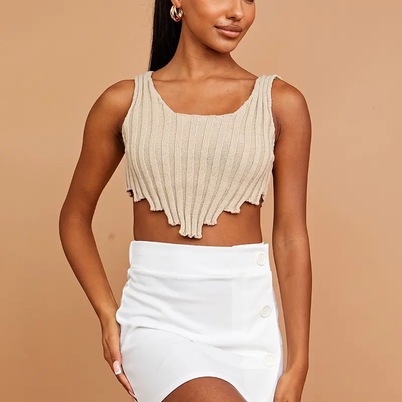 Cropped asymmetric hem knitted vest top (s/m - uk 6-10) (m/l - uk 12-14) 4