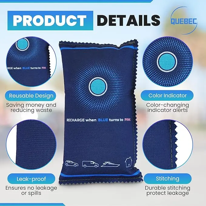2 x 350g Car Dehumidifier Bag | Moisture & Damp Absorber for Windscreens & Interior | 100% Leakproof, Reusable Dashboard Dehumidifier & Condensation Remover 5