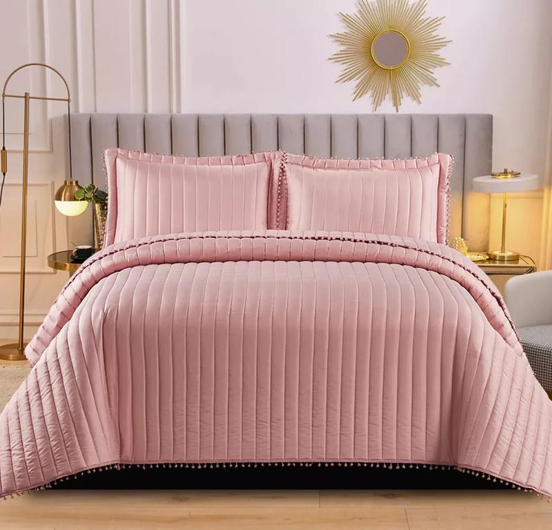 Embossed Quilted Bedspread Bed Throw Comforter Single Double King Size Bedding 3