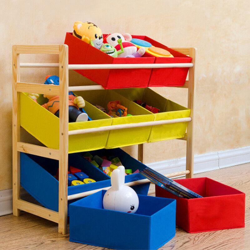 Yellow Blue & Red Toy Boxes Drawers Kids Childrens Storage Toy Organizer 3