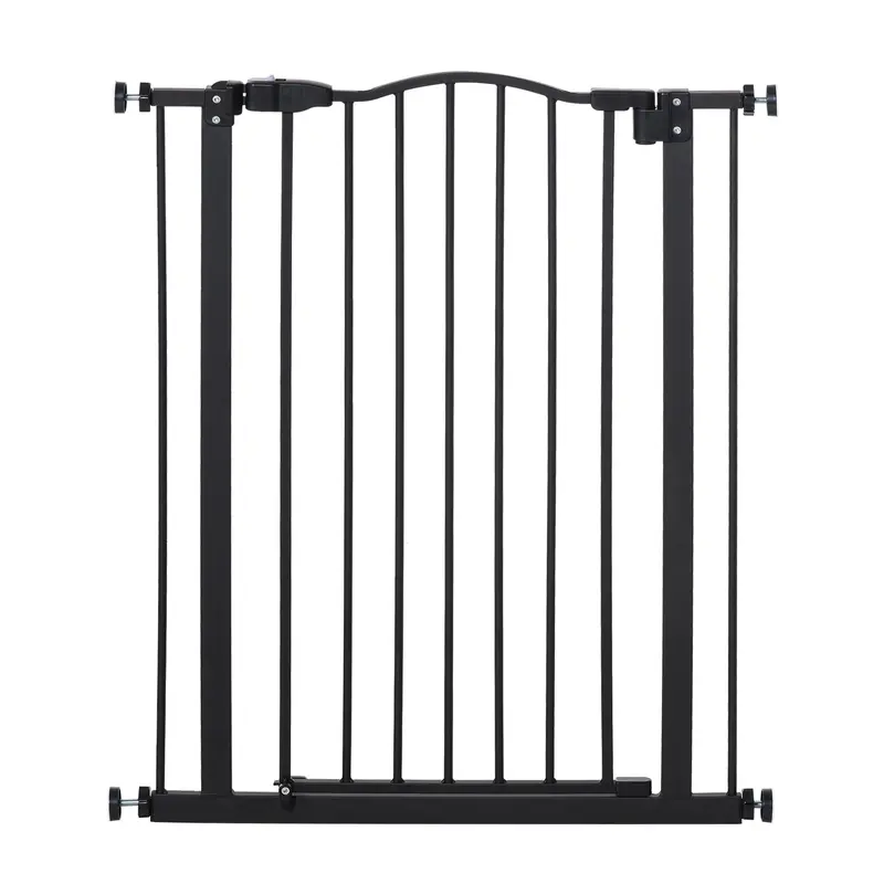 PawHut Pressure Fit Dog Stair Gate No Drilling Safety Gate Auto Close for Doorways, Hallways, Adjustable, Black 0