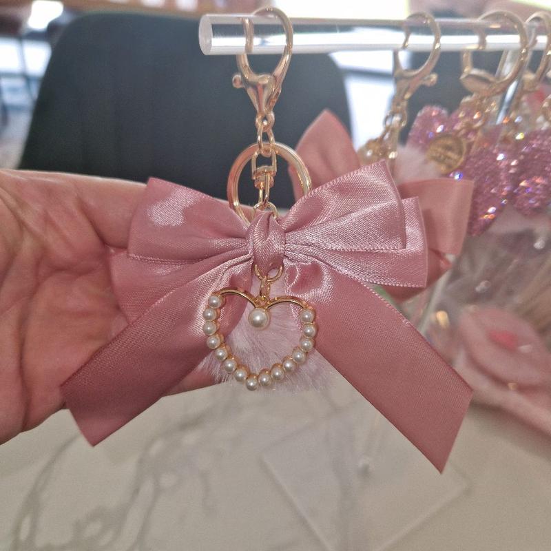 Pink Bow and Pompom Key Chain for Bag Decoration 2