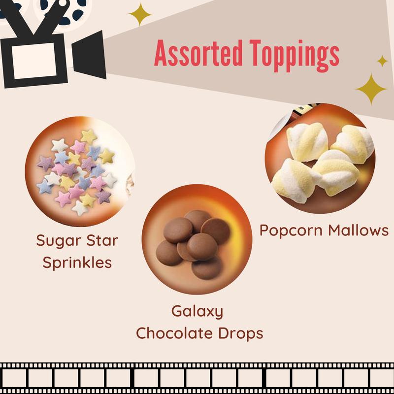 Movie Night Hamper - Galaxy Hot Chocolate Gift Set, Microwave Popcorn - Hot Chocolate Mix, Chocolate Drops, Marshmallows, Sprinkles - Birthday Hamper, Movie Night Box, Family Hamper, Snack Hamper 2