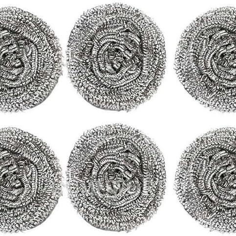 Stainless Steel Scourers, Steel Wool scrubbers Scouring Kitchen for Cleaning Non-Stick Metal Sponge Pan, 6 and 12 Pack 6