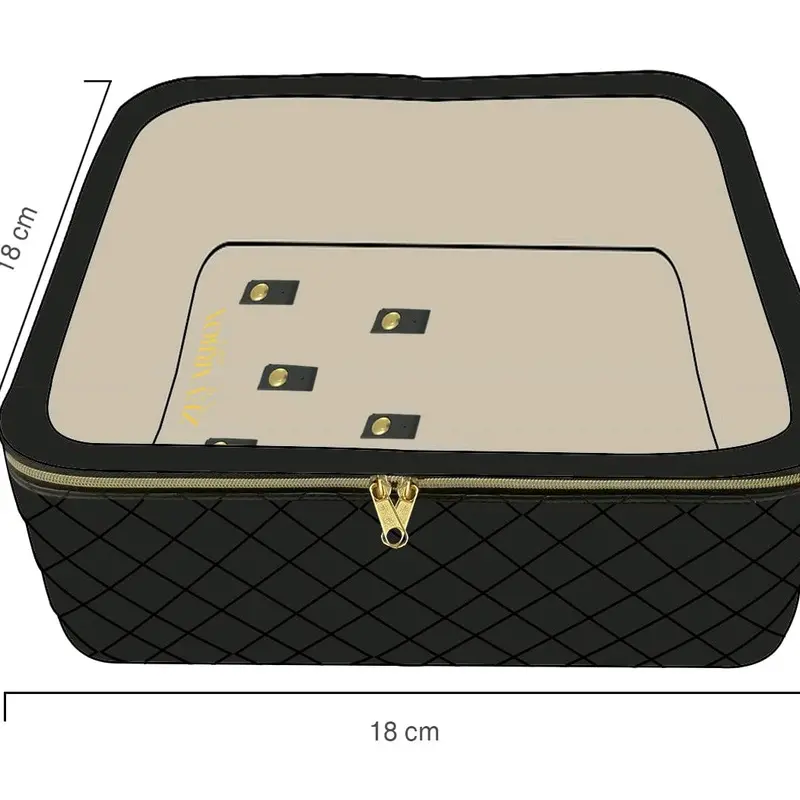 L-Pouch - Large Indian Ethnic Jewellery Pouch for ZevarBox Compartment - 18x18x6 cm - Organiser vegan Leather desi pakistani storage box 3