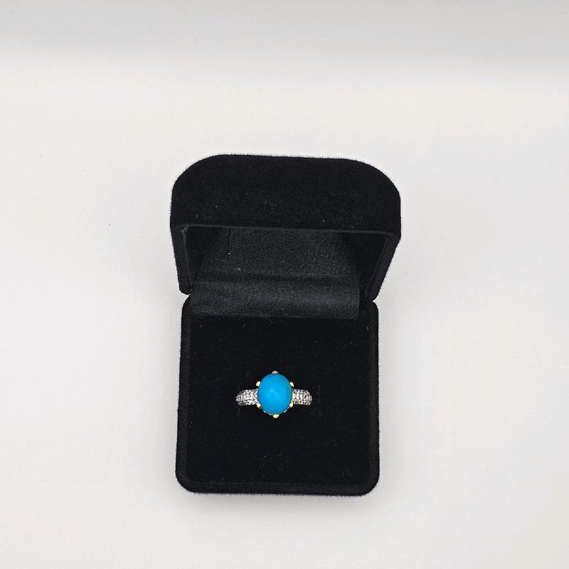 Turquoise Ring for Women - NaurattanSilver with Zircon Studs and Handcrafted Design 4